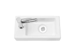Lave-mains pour toilettes, suspendu et compacte, en céramique blanche, Largeur 36 cm, Profondeur 18 cm, Hauteur 9 cm, Livraison 5-7 jours OFFERTE.